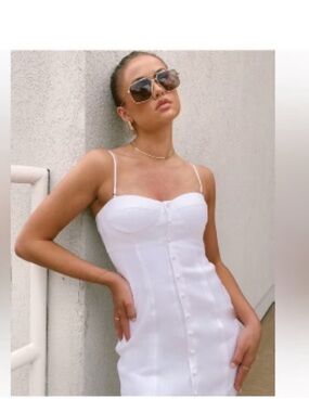 Antonio Melani Ivory Button-Front Bustier Dress